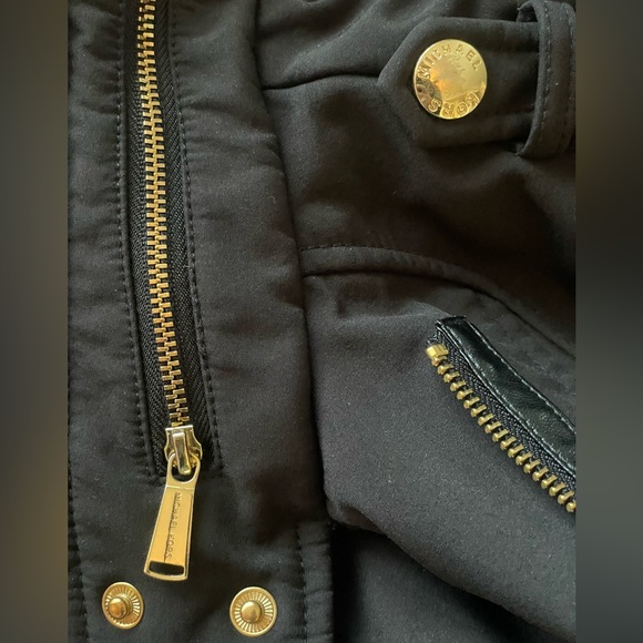 Michael Kors Softshell Moto Coat Belted Funnel Neck Hidden Hood - Picture 10 of 16